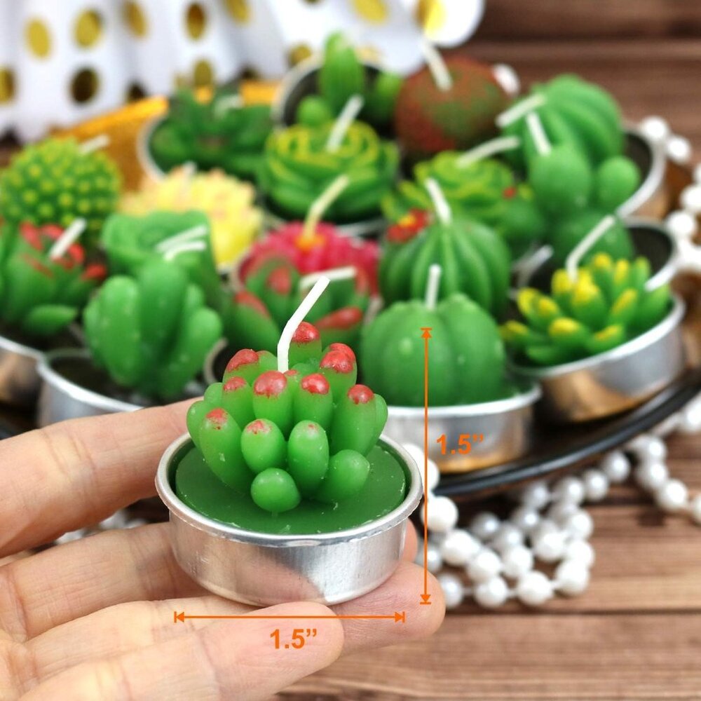 Scented Succulent Cactus Tealight Candles, 6pk NIP - Picture 11 of 13